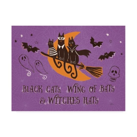 Janelle Penner 'Spooktacular I Black Cats Purple' Canvas Art,35x47
